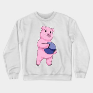 Pig at Bowling with Bowling ball Crewneck Sweatshirt